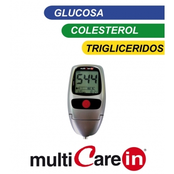 multiCare-in, 3 en 1, medidor de glucosa, colesterol y triglicéridos